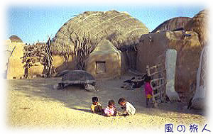 インドのタール砂漠にある小さな村での写真