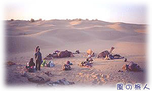 砂漠での野営の写真