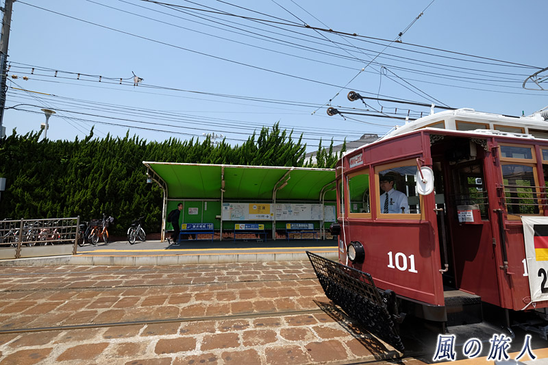 江波停留場と大正型電車　大正レトロ電車の運行の写真
