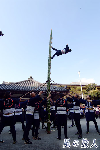 はしご乗りの技２　聖徳太子年祭とはしご乗りの写真