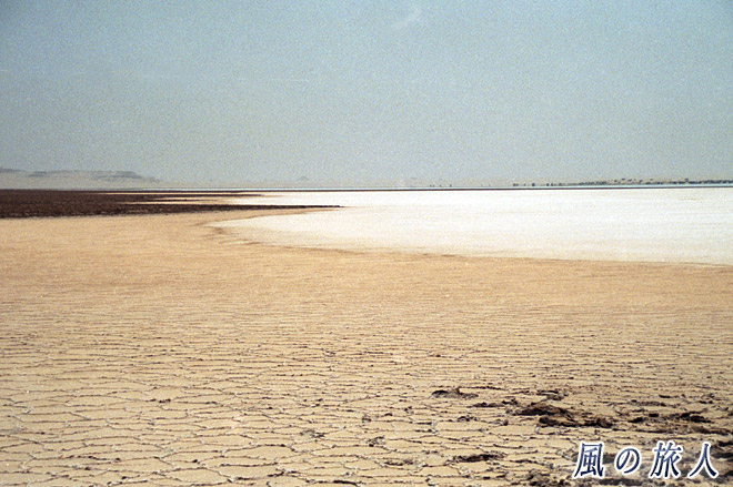 湖との境　サハラ砂漠ツアー（シワ～バハレイヤ）の写真　Sahara Desert Tour　Siwa to Bahariyya