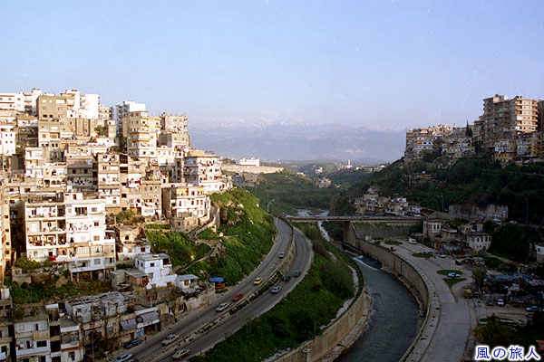 アボウ・アリ川とレバノン山脈　セント・ジル城砦の眺め