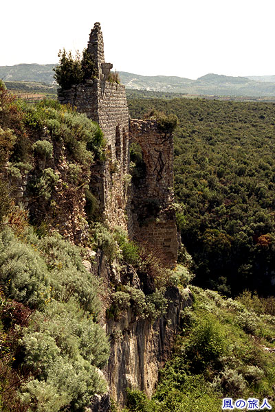 森の中にそびえる城壁　サラディン城